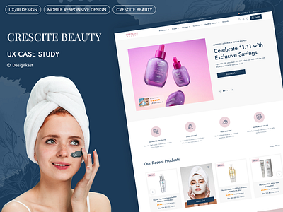 Full Case Study: Crescite Beauty: Skincare E-commerce UX/UI beauty brand before after case study checkout conversion design cosmetics designkast ecommerce landing page minimal design mobile ui product page shopify skincare uiux uiux design ux audit wellness