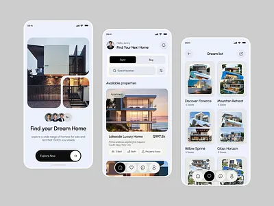 Real Estate Mobile App UI – Property Finder admin apartment finder app app design b2b business estate home house house hunting app mobile mobile app product design property app real estate real estate mobile app real estate ui rent house
