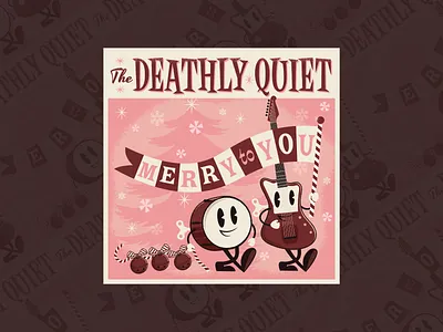 The Deathly Quiet Christmas Album album cover character design christmas design graphic design guitar illustration music record cover retro typography vector vintage