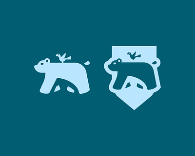 Bear and Bird animal bear bird blue branding company concept cute illustrator logo personal primary procreate shield trademark