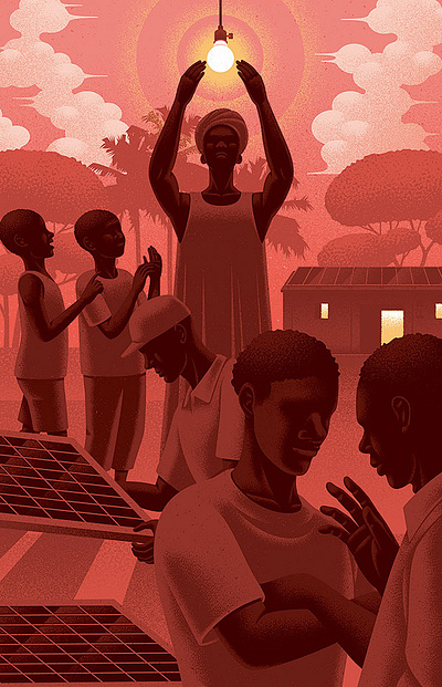 Powering Nigeria character digital editorial folioart illustration texture