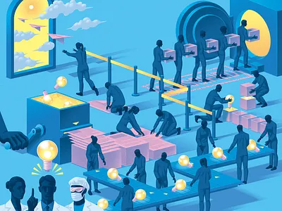 Systems character digital editorial folioart illustration