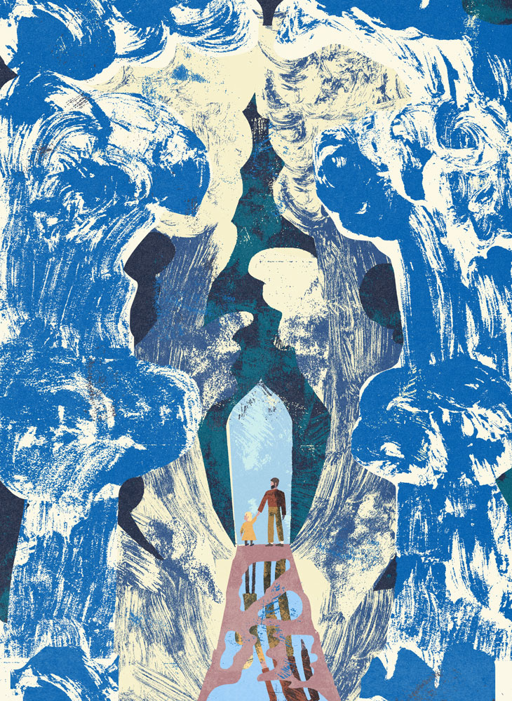 Waves character digital editorial folioart illustration texture