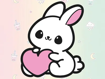 cute bunny with heart bunny cibi cute kawaii love simple