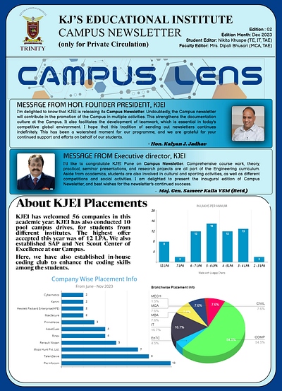 Newsletter front page advertising design branding campus newsletter design freelance freelancing graphic design newsletter project