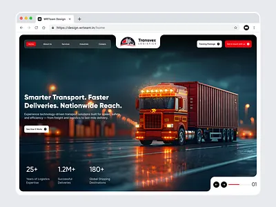 Transvex Logistics – Modern Logistics Hero Section UI corporate website delivery service ui enterprise web ui figma design freight company design hero section landingpage logistics website modern ui shipping website supply chain ui transport landing page transport ui trucking website web design webdesign wrteam design wrteamdesign