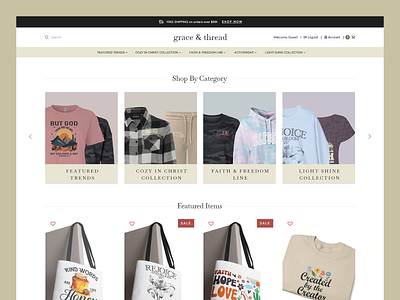 Grace & Thread // Web Design clothing ecommerce grace hoodie online online store retail shorts sweatshirt t shirt thread web design