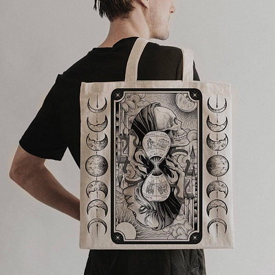 Tarot tote bag character design illustration