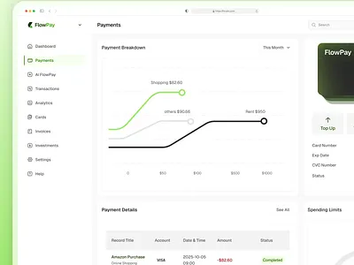 Fintech - Payments Dashboard UI finance app finance dashboard fintech ui money management payments dashboard saas dashboard web app design