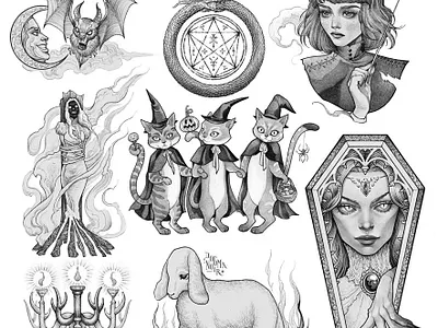 Halloween set character design illustration