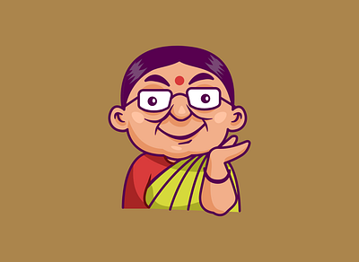 Dadi digital flatcolors illustration india minimalistic vector