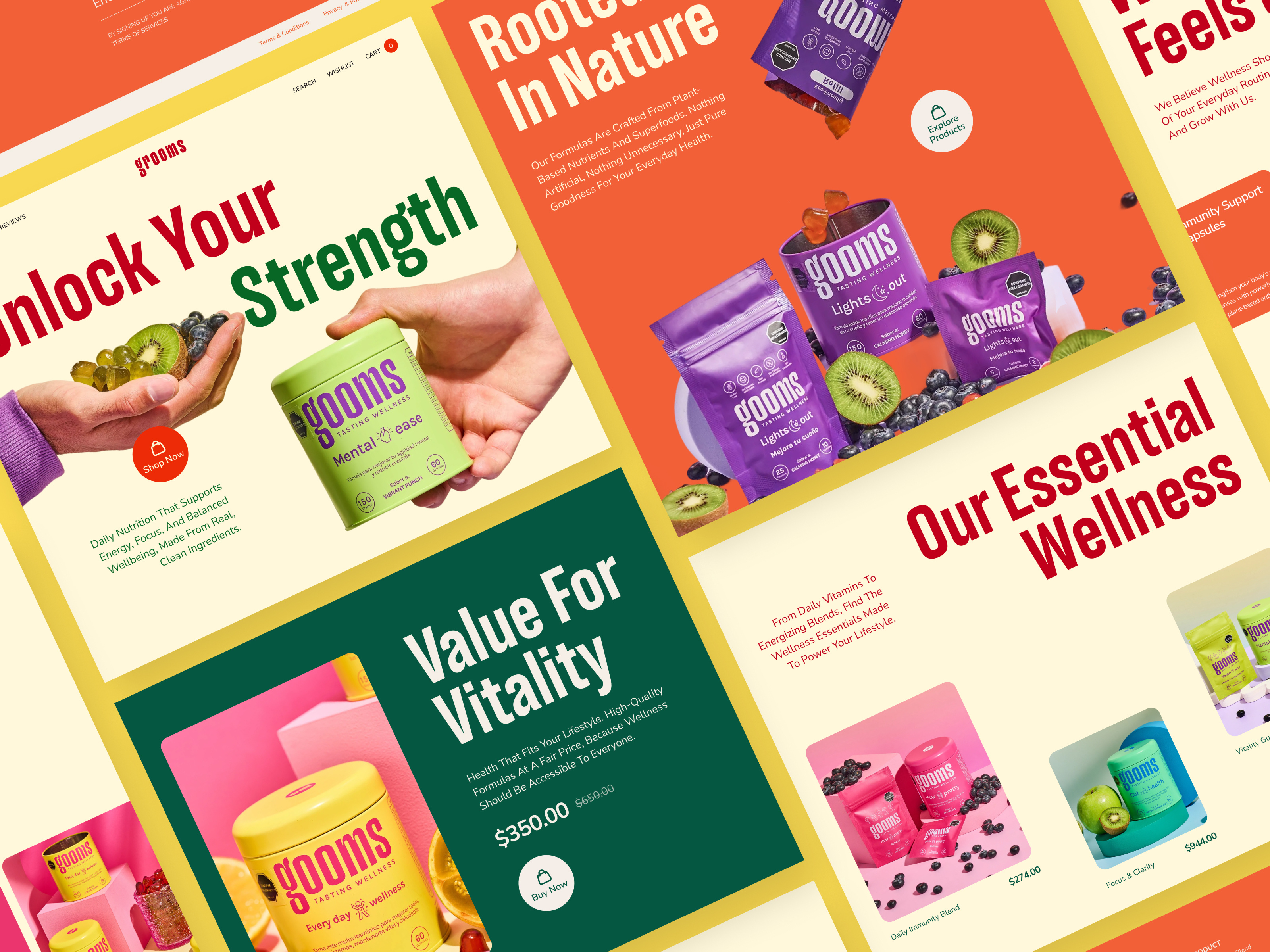 Wellness Ecommerce Website Redesign | Grooms E-commerce design ecommerce ui focotik health health website modern ecommerce nutrition website redesign supplement brand ui ui design ui ux design web design web ui website design website redesign wellness ecommerce welness website