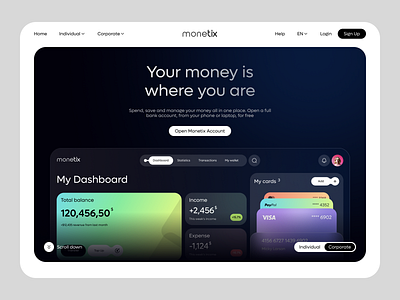 Digital Banking Landing Page Website banking branding fintech landing page product design ui ui design ux web design