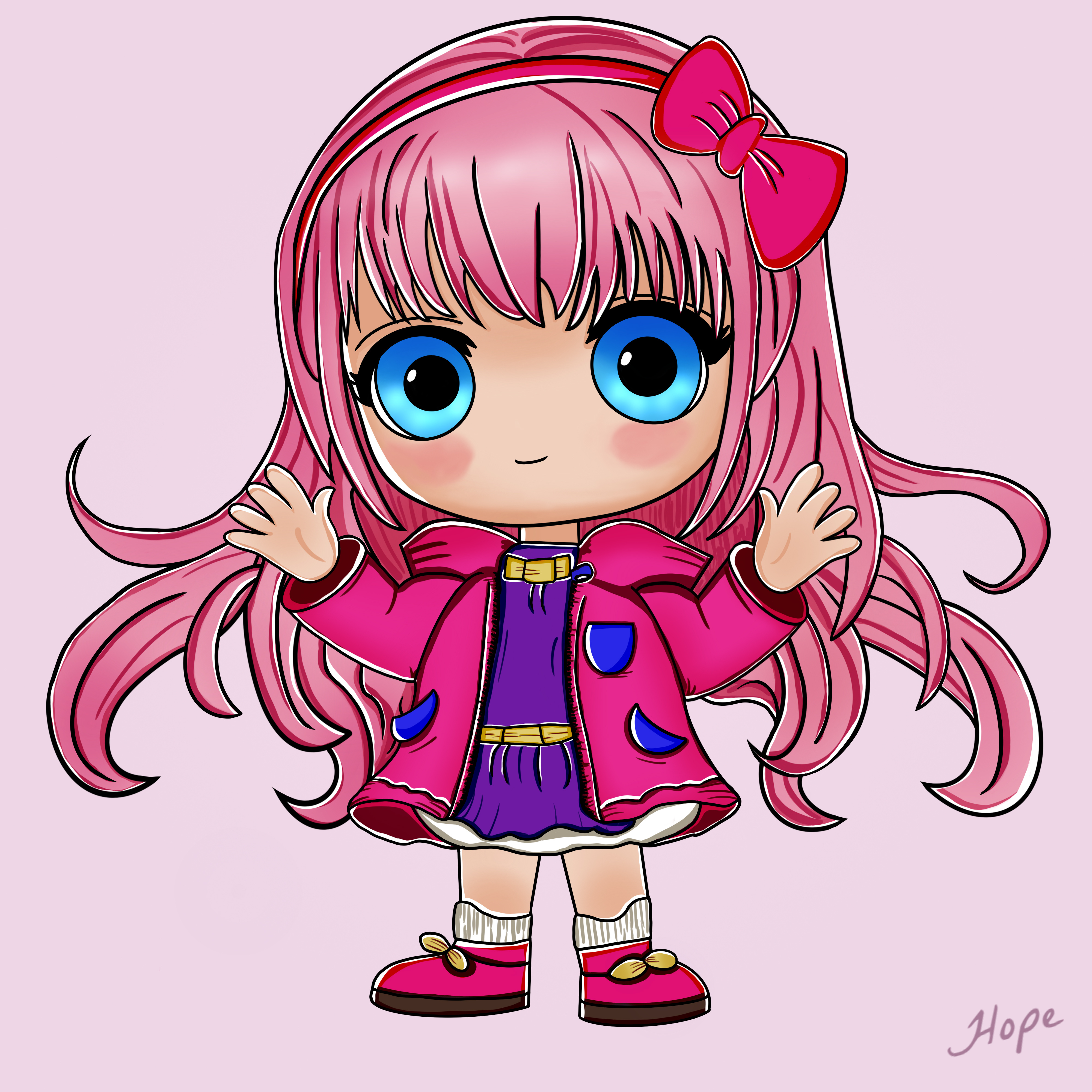 Pink Power Chibi Girl Character Design anime anime girl art artwork character character design character illustration chibi chibi drawing chibi illustration cute cute girl design digital art graphic design illustration kawaii manga pink pink hair