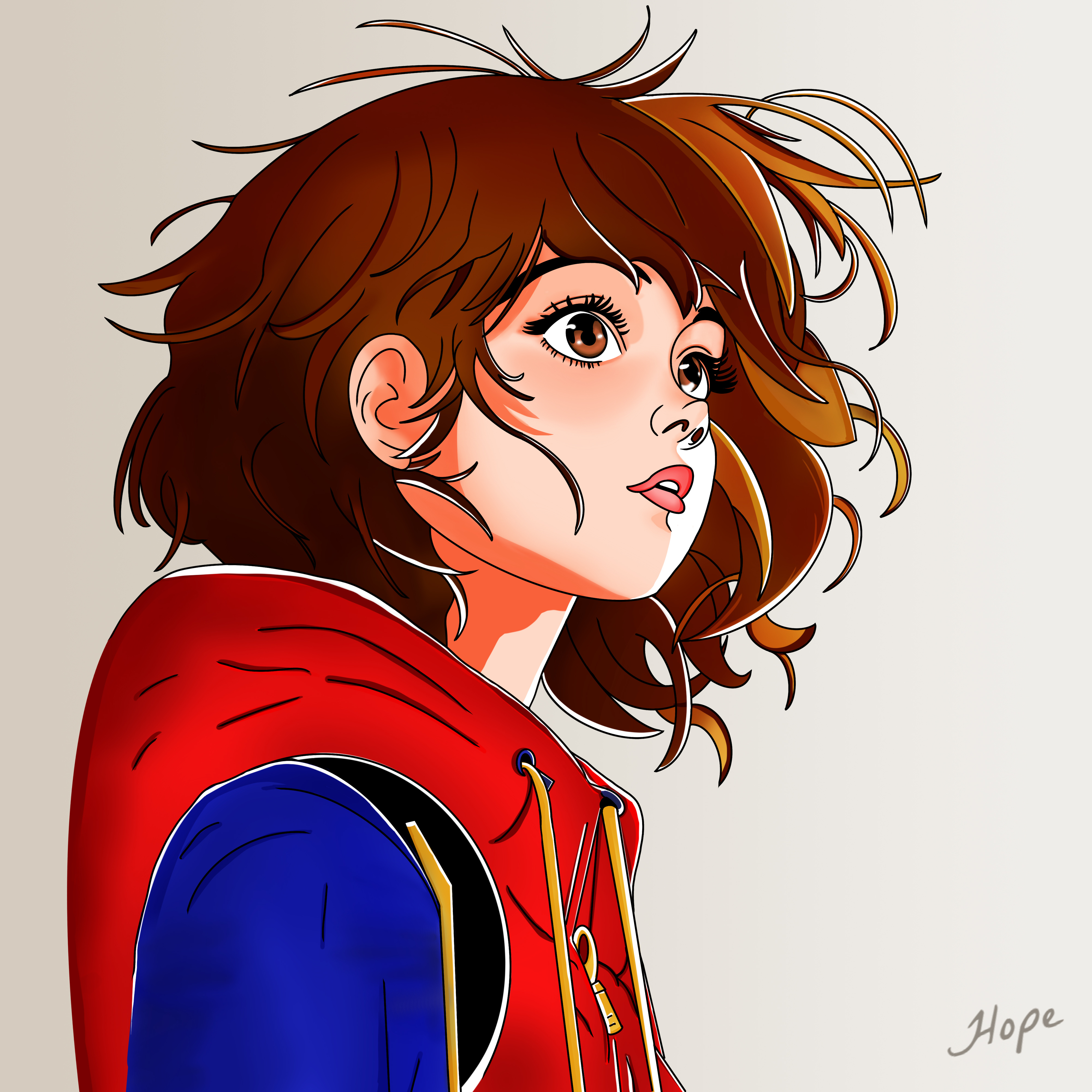 Brown Curls Red Hood Girl Character Design anime anime girl anime girl design art artwork character character design character illustration comic art cute cute girl cute girl design design digital art digital art design drawing graphic design illustration manga red hood