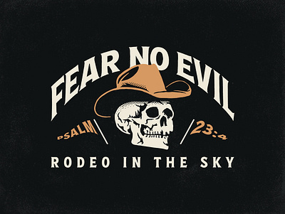 Fear No Evil • Apparel Design apparel brand branding christian clothing cowboy faith fashion hats merch rodeo in the sky shirt skull tee western