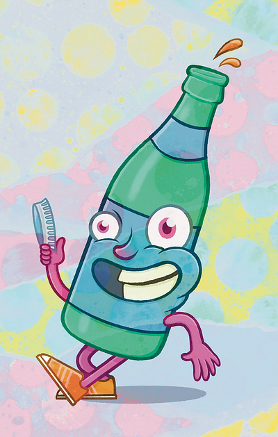 Bottle Boy bold drawing bottle bottle caricature cartoon style character design colourful creative character detailed artwork editorial illustration exaggerated features expressive character fun illustration hand drawn illustration playful artwork quirky art sketchy texture stylized object surreal character textured illustration whimsical drawing