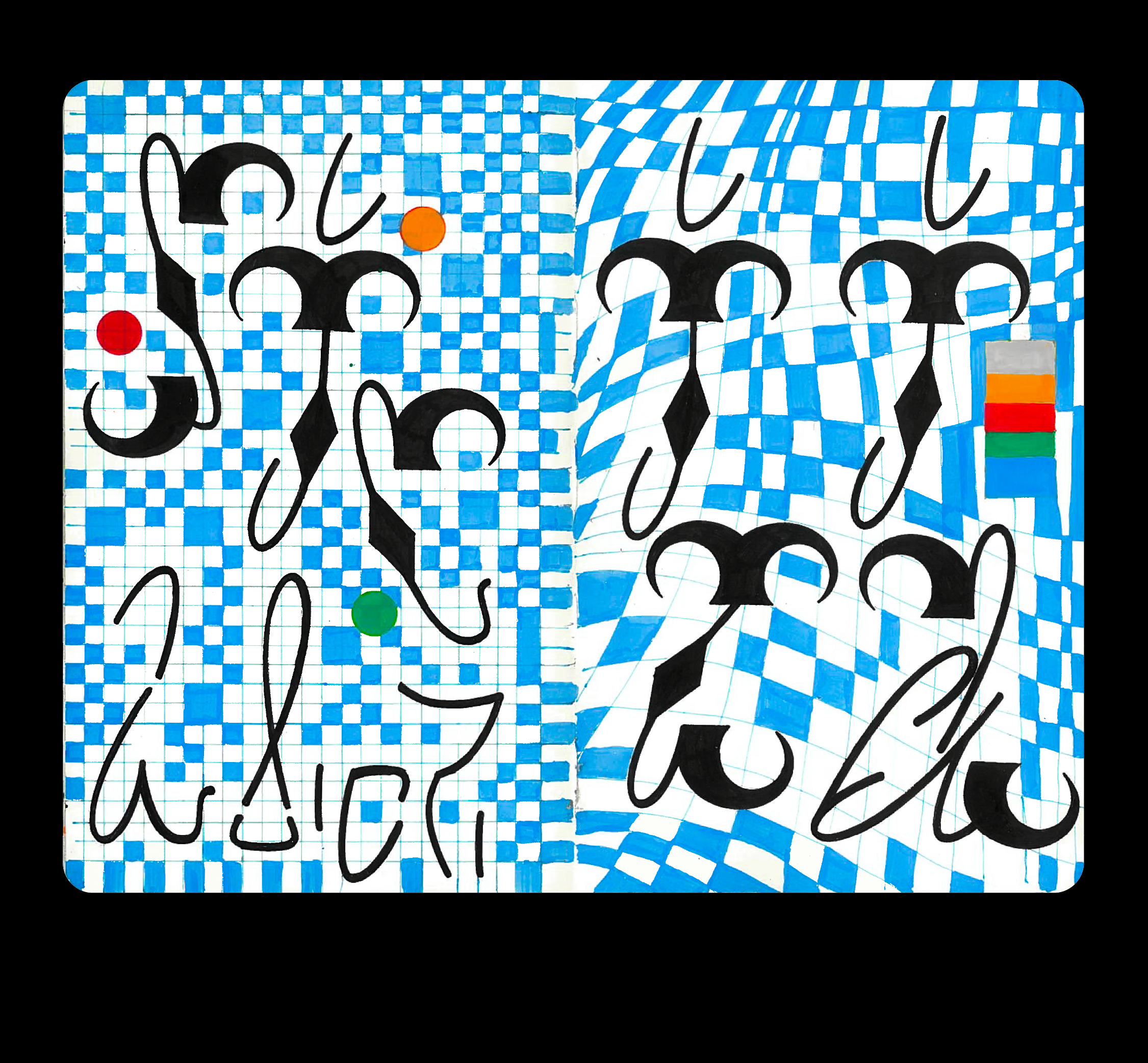 A spread from a sketchbook craft design graphic design illustration sketchbook typography