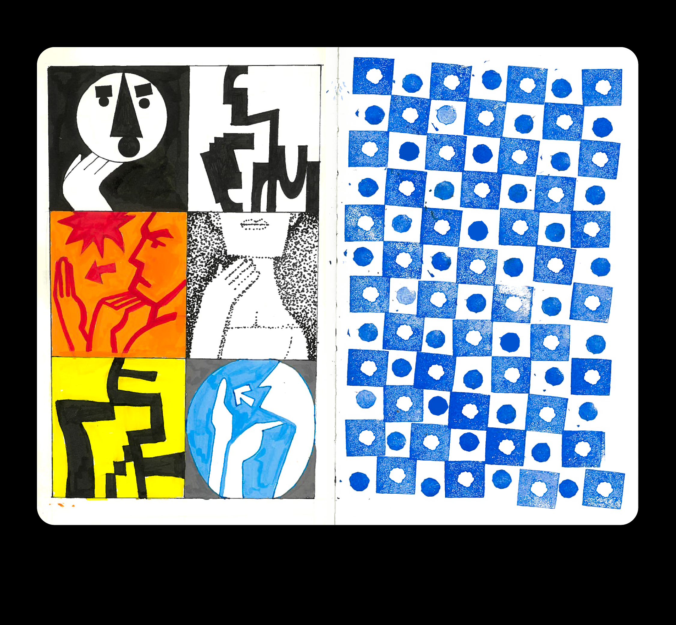 A spread from a sketchbook craft graphic design illustration sketchbook typography