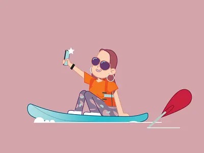 selfie illustration kajak
