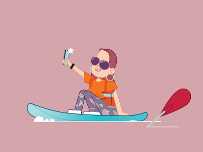 selfie illustration kajak