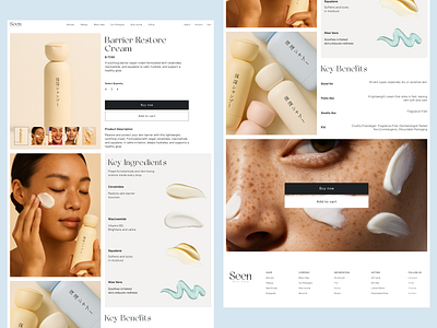 Product Details Page for Skincare E-Commerce beauty design beauty ecommerce clean ui cosmetics ecommerce luxury brand minimalist design modern ui online store product benefits product detail page product details product ingredients product page product photography skincare ui design uiux ux design web design