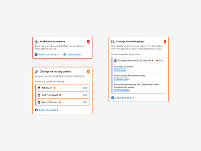 Warning notifications alerts b2b blocks builder call center counter errors fix help instructions learn nodes notifications saas script ui ux warnings workflow