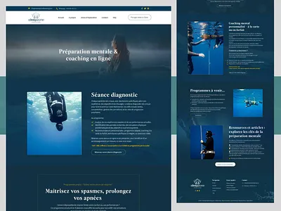 Freediving Coaching Website – Deep Blue Mental Training UI/UX deepblue diving freediving landing page mentalcoaching squarespace water webdesign website design wix wordpress