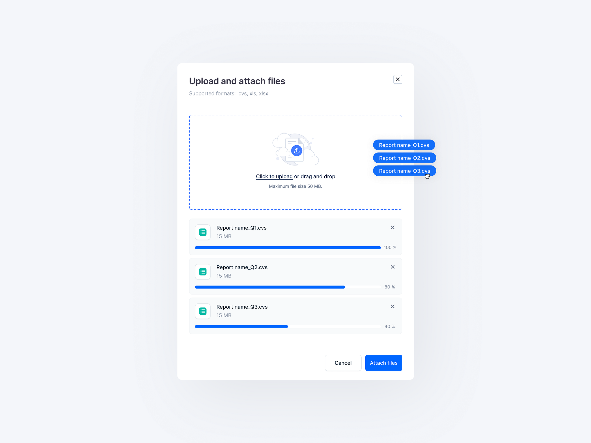 Upload file modal by Sergushkin Dmitry on Dribbble