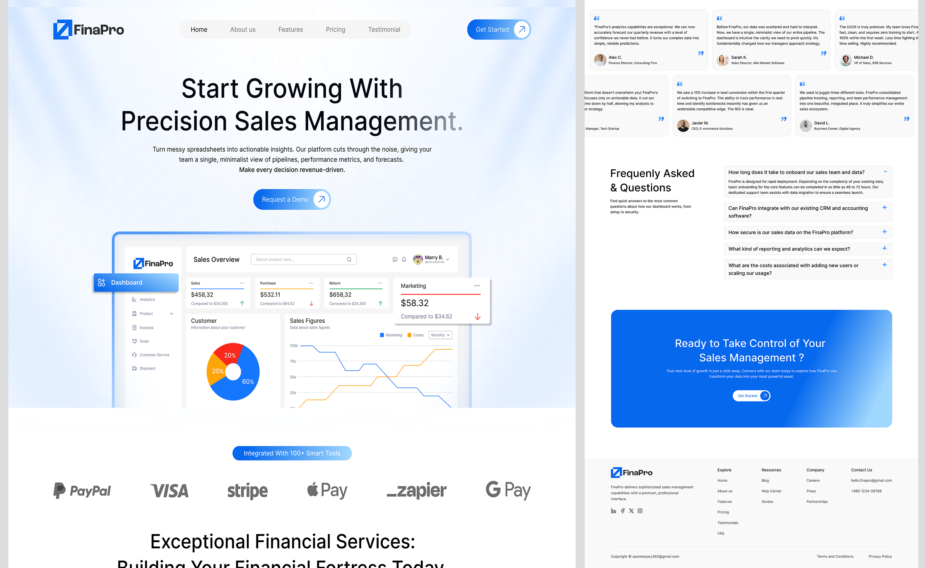 Example of Saas Website, Landing Page UI/UX Design