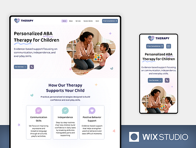 ABA Therapy for Children - Wix Studio Website Template aba aba therapy adhd autism child developement children early intervention health health center kids parent coaching website pediatric sensory integration special needs speech therapy therapy website template wix studio wix studio website wix studio website template