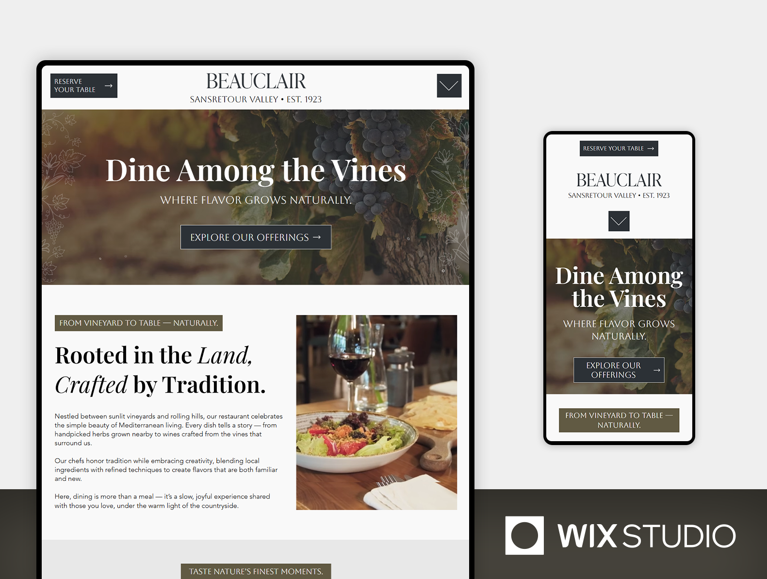 Example of Winery & Restaurant - Wix Studio Website Template