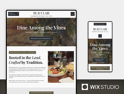 Winery & Restaurant - Wix Studio Website Template beautiful website country estate gourmet food restaurant vineyard vineyard wedding website website template wine bar winery winery event hosting winery resort wix studio wix studio restaurant wix studio website wix studio website template wix studio winery
