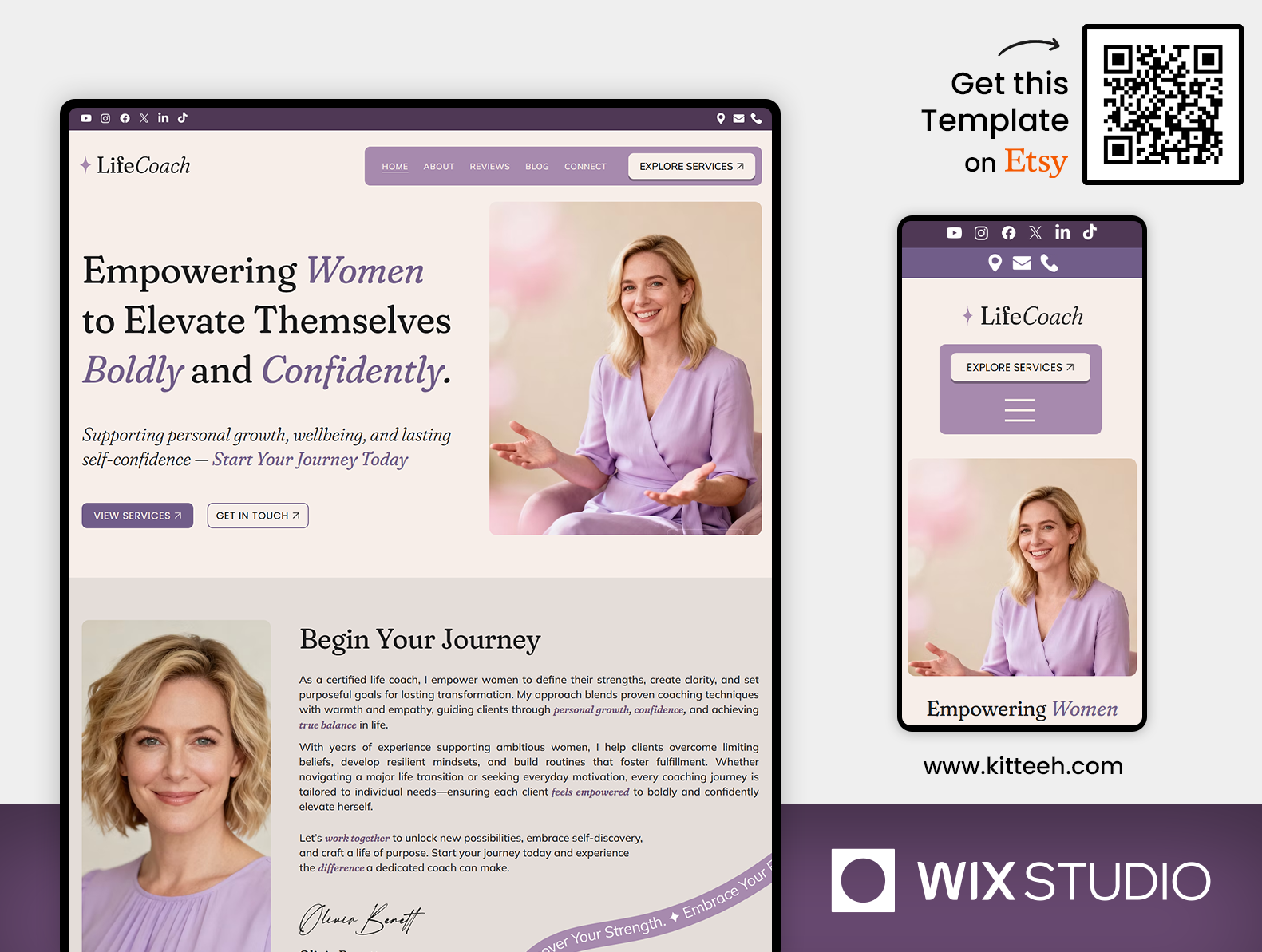 Life Coach - Wix Studio Website Template beautiful website feminine website holistic consultant life coach mindset mentor relationship couples coaches therapist therapy website template wellness wellness holistic consultants wix studio wix studio website wix studio website template