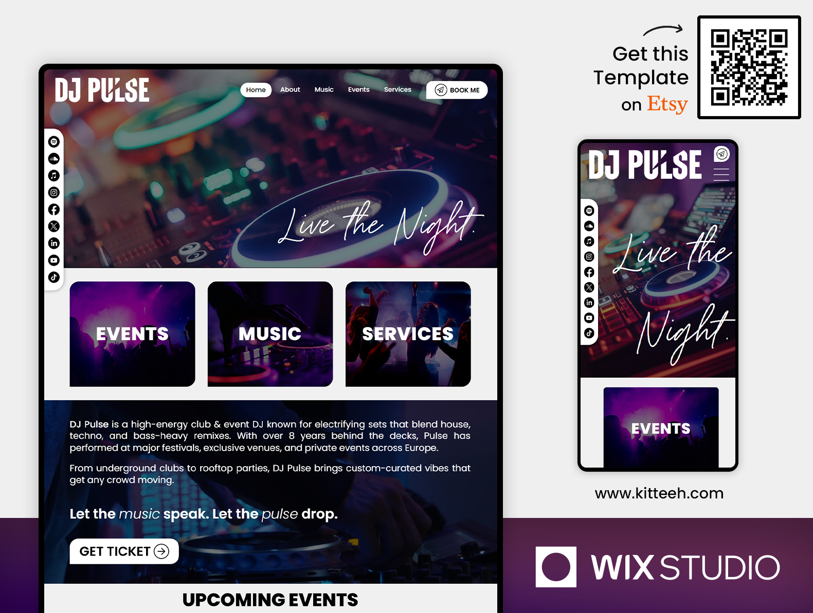Dj & Disco - Wix Studio Website Template artist beautiful website club disco dj website electronic music portfolio music producers music website nightclub nightlife party podcast website template wedding dj wix wix music website wix studio wix studio website wix studio website template