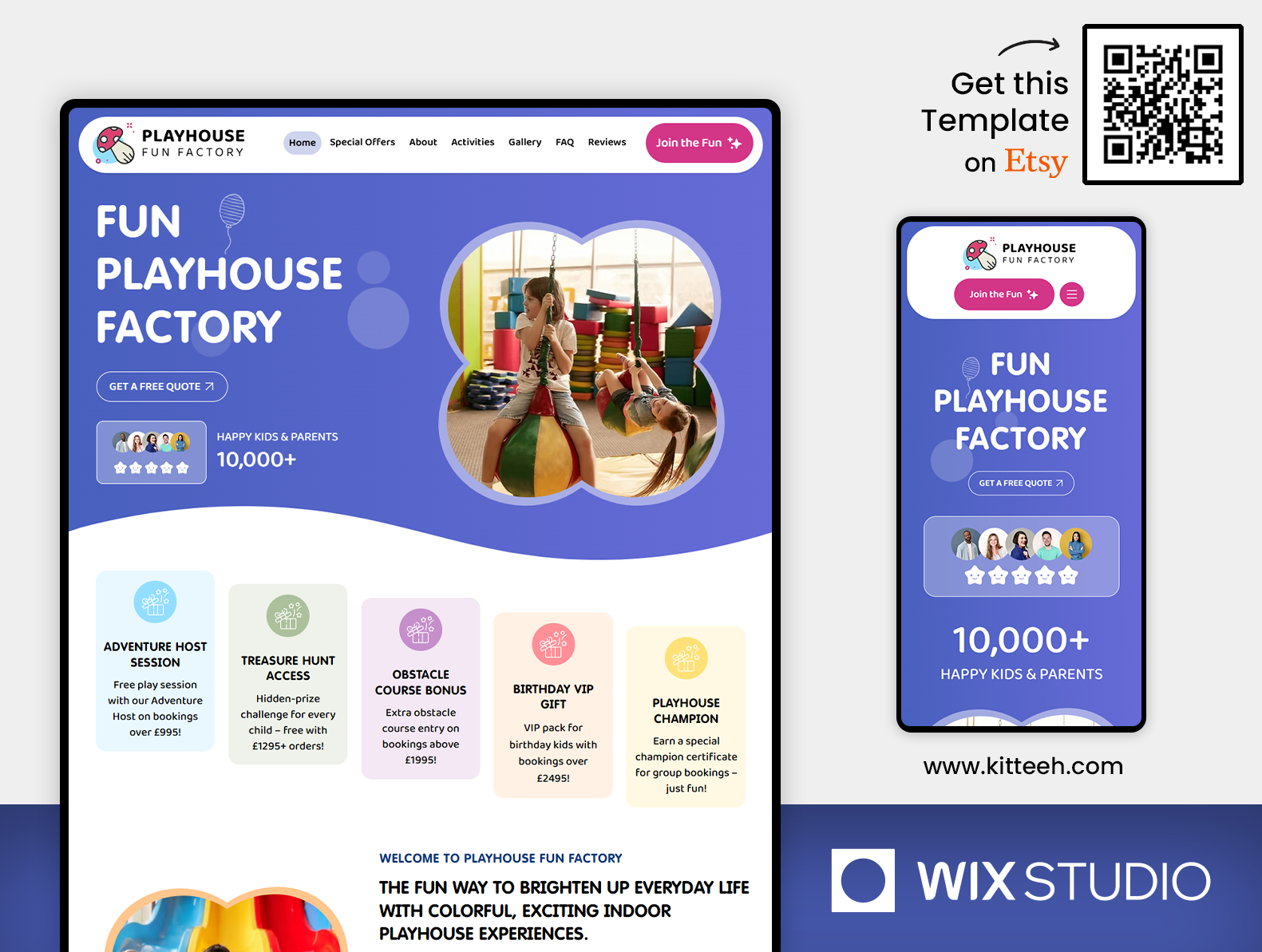 Playhouse & Daycare Wix Studio Website Template amusement park beautiful website children class daycare early learning center family entertainment hub family friendly restaurant fun park indoor playhouse kid club kids activity center nursery school outdoor playground play café playhouse preschool website template wix studio wix studio website wix studio website template