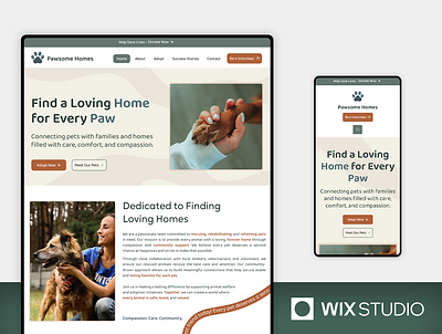 Pet Adoption - Wix Studio Website Template adoption services animal animal advocacy animal rescues shelters animal shelter beautiful website fostering volunteer programs fundraising events nonprofit animal foundations pet pet adoption centers agencies pet rescue pet shelter veterinary pet care charities website template wildlife and pet rescue missions wix studio wix studio website wix studio website template