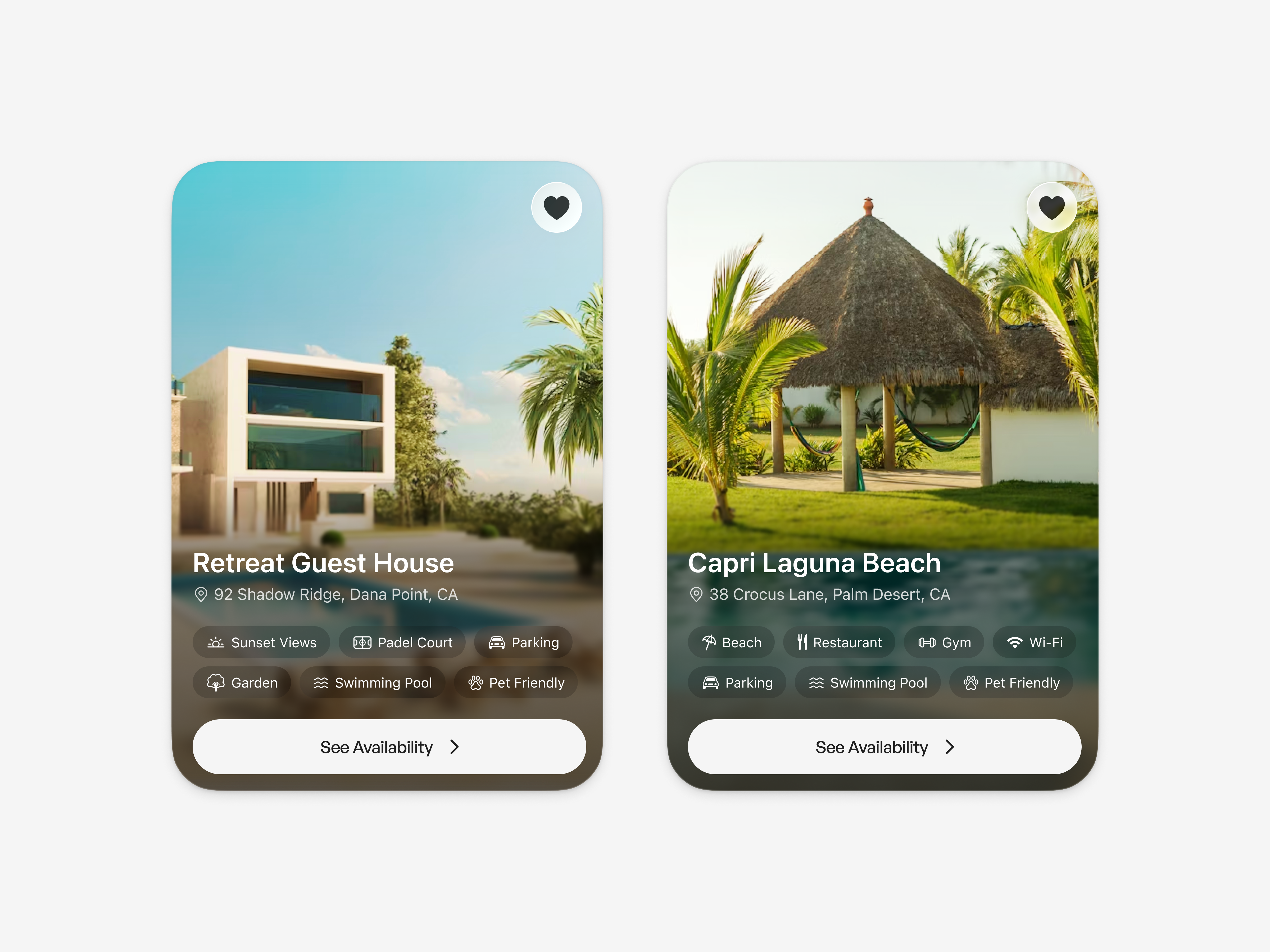 Minimal Resort Booking Cards | UI concept aesthetic app design cards ui clean ui daily ui ios ui ux web design