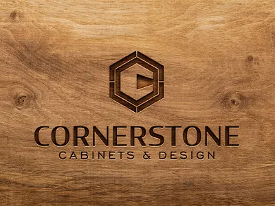 Cornerstone brand brand design branding brian white c cornerstone hexagon logo logo design shape wood