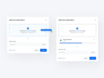 File Uploader Modals choose file components design drag and drop file upload file uploader import import modal modal modals pop over pop up product design saas sergushkin subscribers ui url ux web