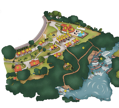 Map of Small Inn digital art drawing illustrated map illustration map tourist