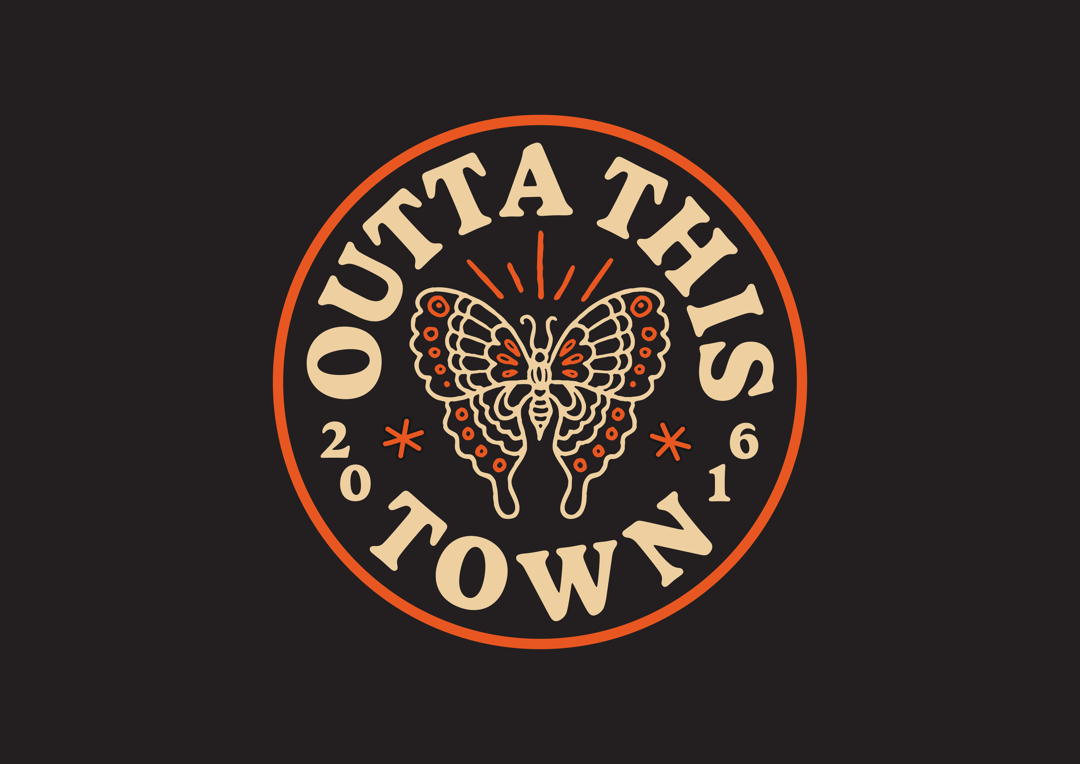 Outta This Town Butterfly Cap Patch Design🦋 badge branding butterfly cap clothing brand embroidered patch tattoo inspired typography