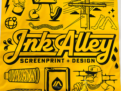 Ink Alley Poly Mailers apparel branding collage crumby crumby creative design embroidery illustration illustrator mail mailer pigeon poly bag poly mailer screen print screen printing vector vector art