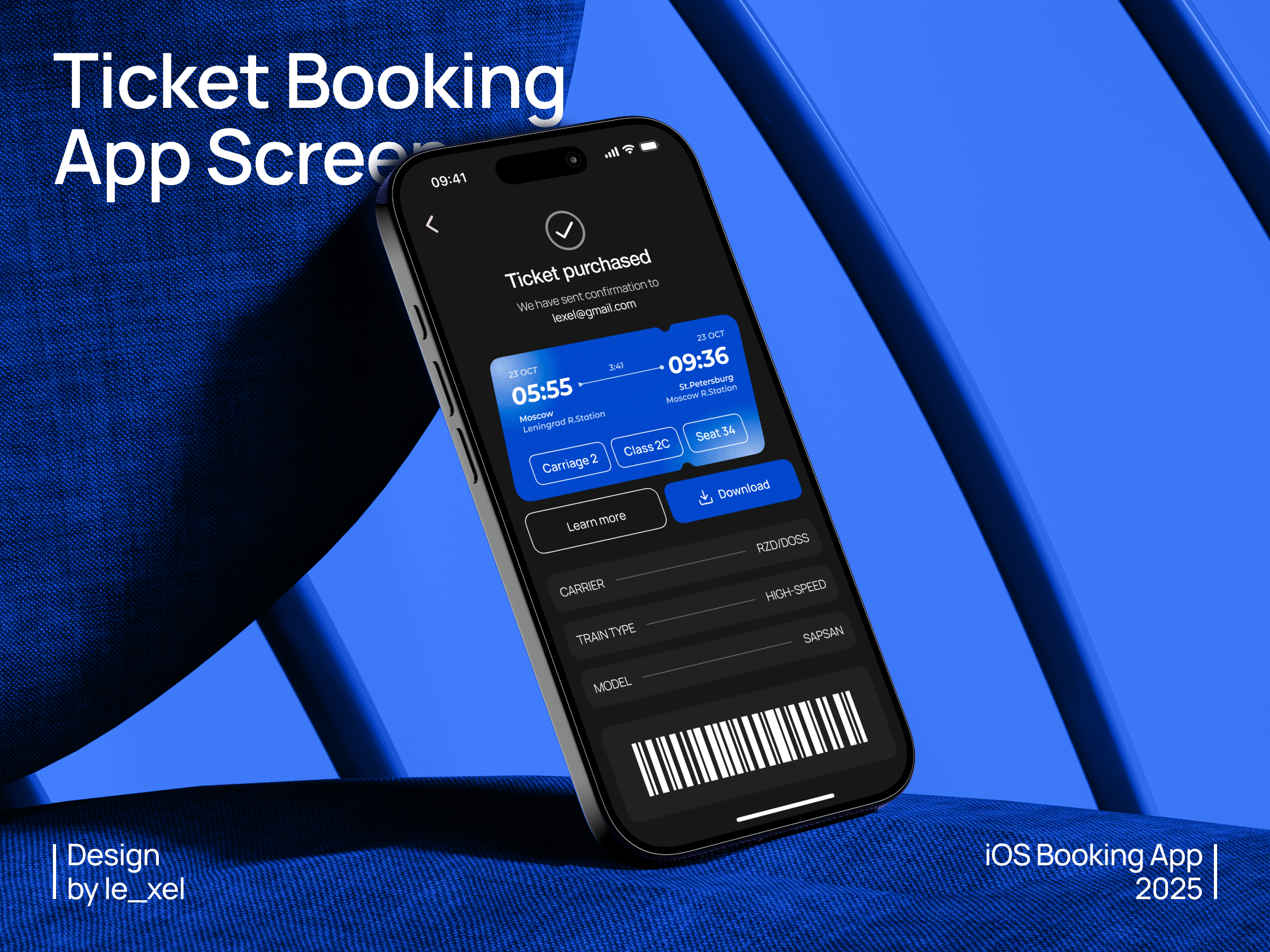 Ticket Booking App Design app concept app design blue app blue palette booking app booking screen clean design design minimalistic ui mobile app monochrome monochrome blue train ticket ui