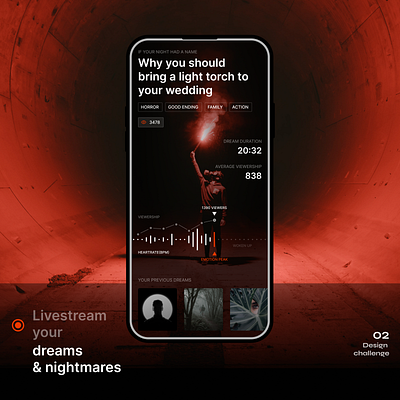 What if you could livestream your dreams ? application challenge curve dreams dystopia emotions fear live livestream mobile nightmares record sleep twitch ui ui challenge viewer viewership watch