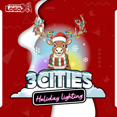 Custom Reindeer Mascot Logo & Christmas Light Installation Brand brand identity cartoon logo cartoon logo design cartoonlogox christmas lighting custom logo design door hanger full branding holiday lighting holiday lighting cartoon logo holiday lighting mascot logo illustration logo design mascot logo reindeer cartoon logo reindeer mascot seasonal branding trailer wrap yard sign