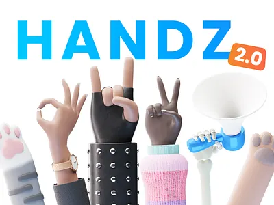 HANDZ - Modular 3D hands 3d 3d hand blender branding cartoon cute design hand illustration illustrations inclusive library modular resources stylized ui variety