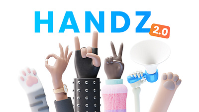 HANDZ - Modular 3D hands 3d 3d hand blender branding cartoon cute design hand illustration illustrations inclusive library modular resources stylized ui variety