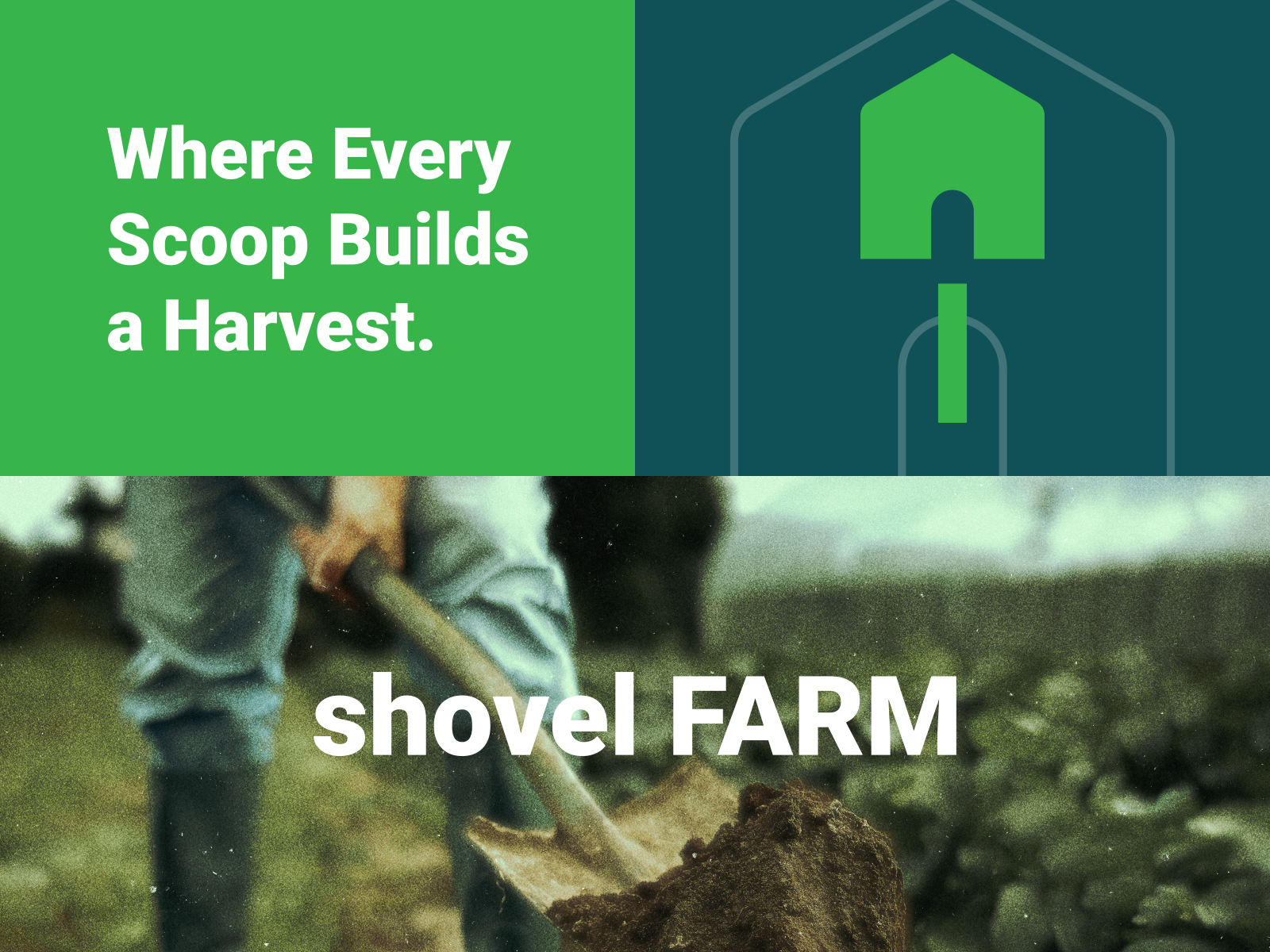 Shovel Farm Logo and Visual Design agriculture brand branding design farm farming graphic design home inspiration logo modern nature shovel trend vector
