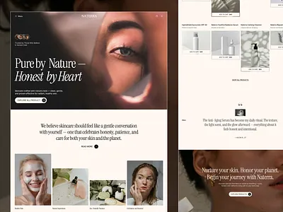 Naterra - Skincare Landing Page 10am space aesthetic beuty calm clean elegant landing page minimal modern natural organic refined skincare soft web design website
